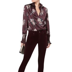 Intermix Evelyn Floral Smocked Silk Blouse Top P